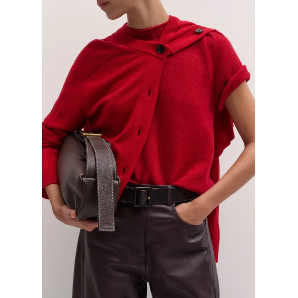 ME+EM Pouf Sleeve Knit Tee in Scarlet Red