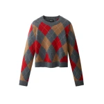 ME+EM Relaxed Argyle Jumper in Grey Multi