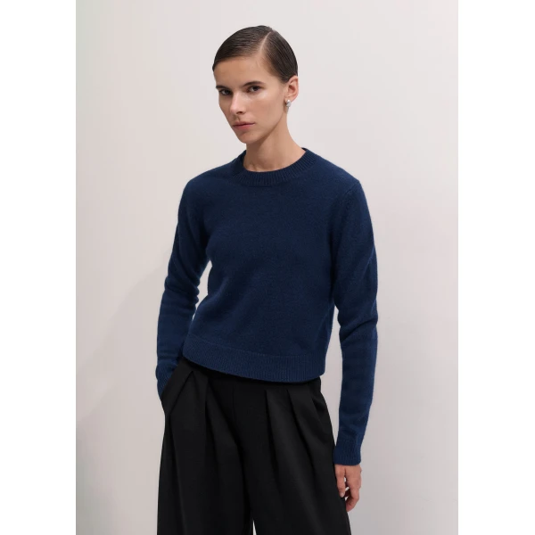 ME+EM Relaxed Crop Jumper in Navy, view 5 | Sweaters | Coveti