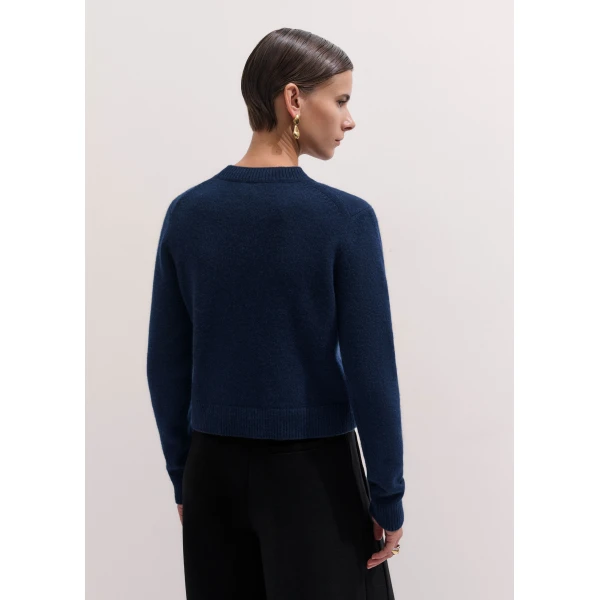 ME+EM Relaxed Crop Jumper in Navy, view 6 | Sweaters | Coveti
