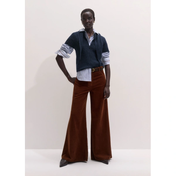 ME+EM Relaxed Forever Shirt in Soft White/Navy, view 5 | Shirts | Coveti