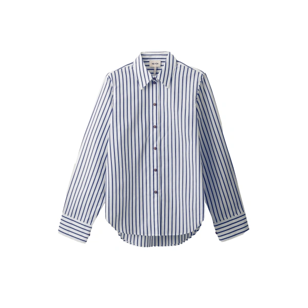 ME+EM Relaxed Forever Shirt in Soft White/Navy