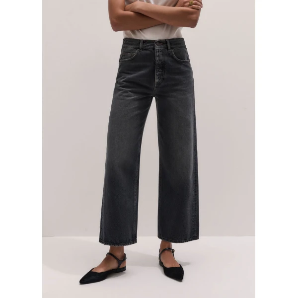 ME+EM Relaxed Straight Crop Jean in Charcoal Wash