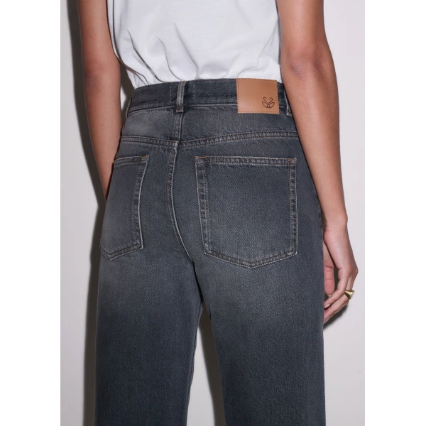 ME+EM Relaxed Straight Crop Jean in Charcoal Wash
