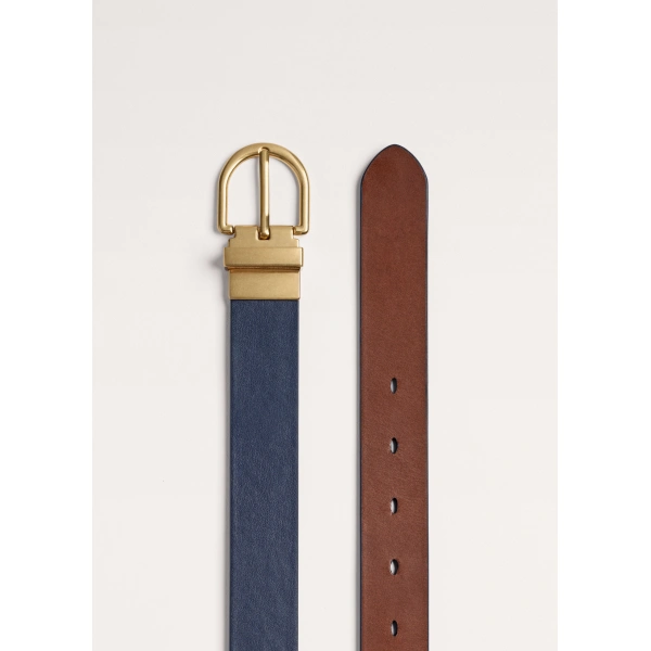 ME+EM Reversible Belt in Navy/Pecan, view 2 | Belts | Coveti