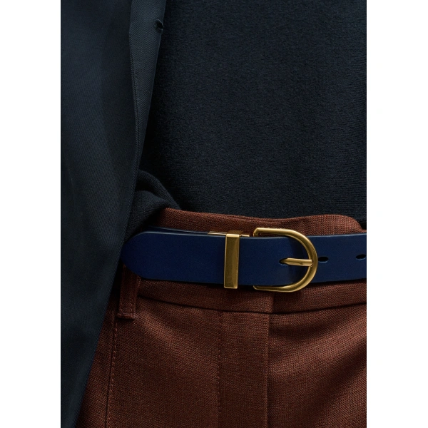 ME+EM Reversible Belt in Navy/Pecan, view 3 | Belts | Coveti