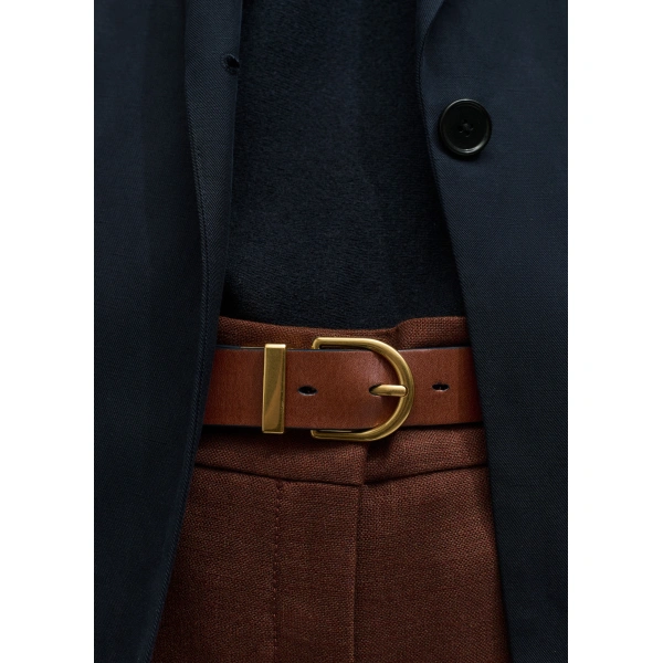 ME+EM Reversible Belt in Navy/Pecan, view 4 | Belts | Coveti