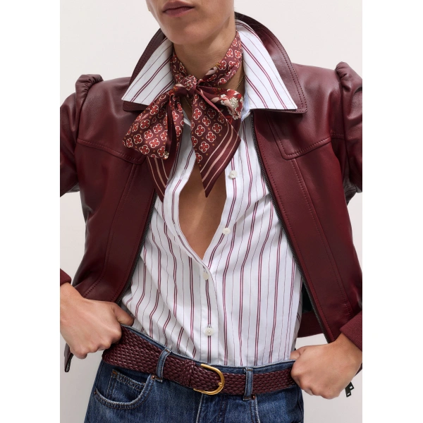 ME+EM Reversible Floral Scarf in Claret Red, view 2 | Scarves | Coveti