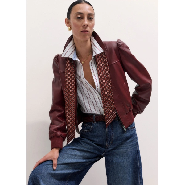 ME+EM Reversible Floral Scarf in Claret Red, view 3 | Scarves | Coveti