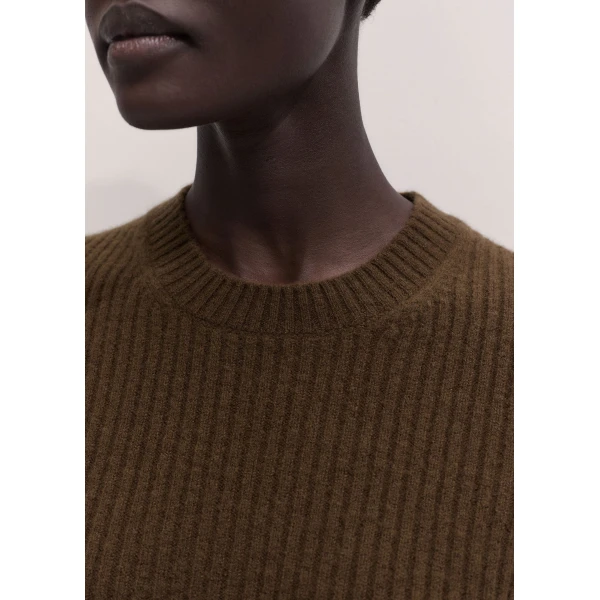 ME+EM Rib Knit Straight Tee in Bronzed Brown