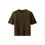 ME+EM Rib Knit Straight Tee in Bronzed Brown