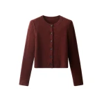 ME+EM Rib Sleeve Cardigan in Pecan Brown Mélange