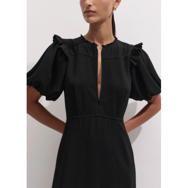 ME+EM Ruffle Sleeve Maxi Dress in Black