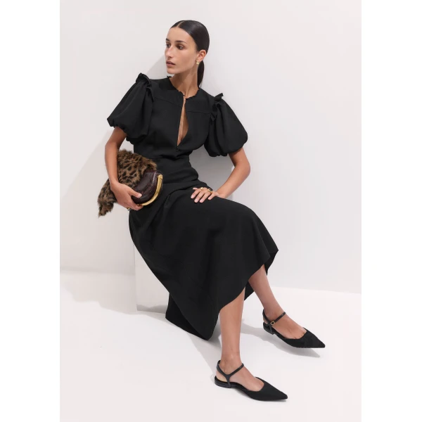 ME+EM Ruffle Sleeve Maxi Dress in Black