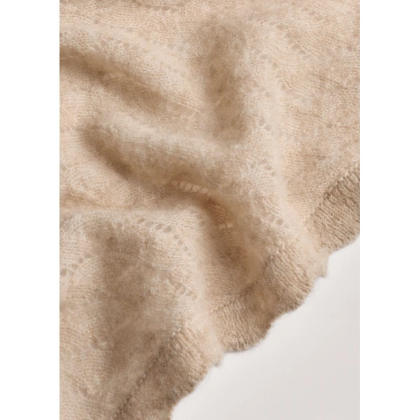 ME+EM Scallop Triangle Scarf in Latte Mélange