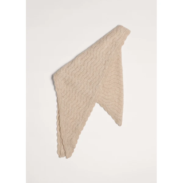ME+EM Scallop Triangle Scarf in Latte Mélange