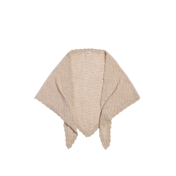ME+EM Scallop Triangle Scarf in Latte Mélange