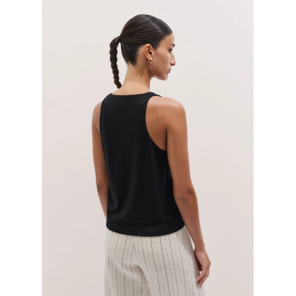 ME+EM Scoop Neck Vest in Black, view 5 | Camisoles | Coveti