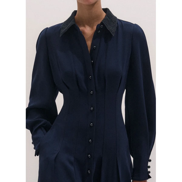 ME+EM Sculpt Waist Maxi Dress in Navy, view 3 | Maxi Dresses | Coveti