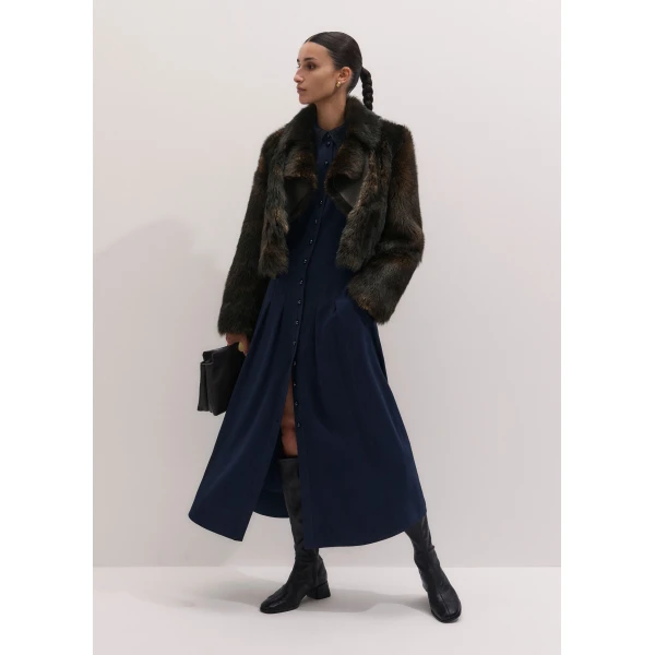 ME+EM Sculpt Waist Maxi Dress in Navy, view 4 | Maxi Dresses | Coveti