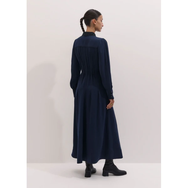 ME+EM Sculpt Waist Maxi Dress in Navy, view 6 | Maxi Dresses | Coveti
