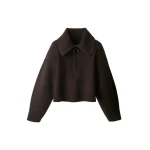 ME+EM Sculptural Zip Jumper in Dark Chocolate | Sweaters | Coveti