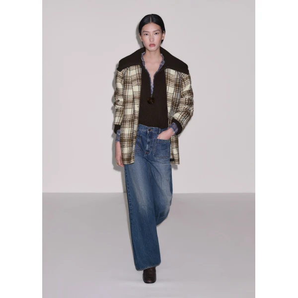 ME+EM Sculptural Zip Jumper in Dark Chocolate, view 4 | Sweaters | Coveti