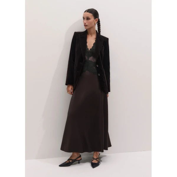 ME+EM Sharp Shoulder Blazer in Dark Chocolate Brown, view 4 | Blazers | Coveti