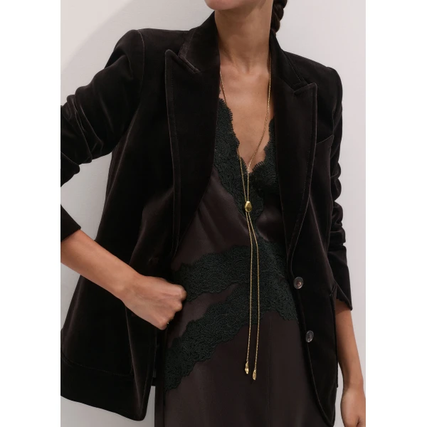 ME+EM Sharp Shoulder Blazer in Dark Chocolate Brown, view 6 | Blazers | Coveti