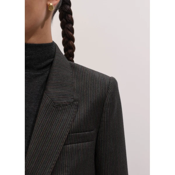 ME+EM Sharp Shoulder Blazer in Grey Multi