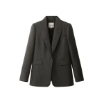 ME+EM Sharp Shoulder Blazer in Grey Multi