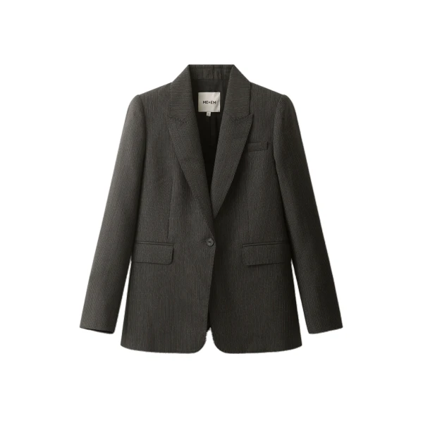 ME+EM Sharp Shoulder Blazer in Grey Multi