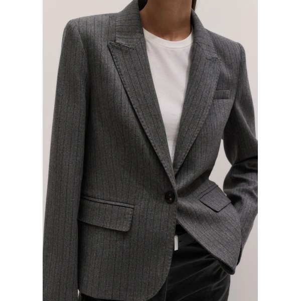 ME+EM Sharp Shoulder Short Blazer in Grey Multi