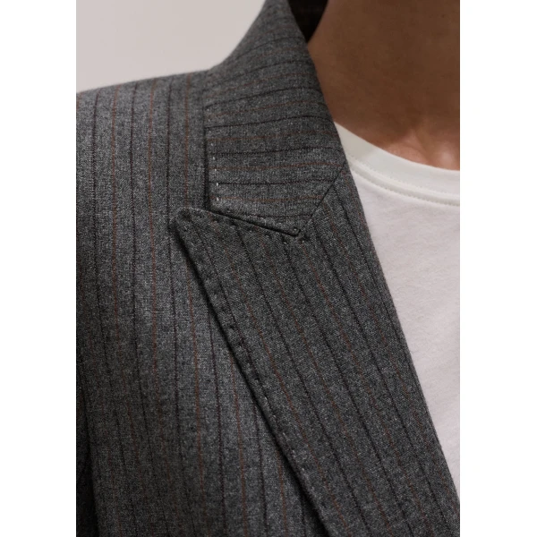 ME+EM Sharp Shoulder Short Blazer in Grey Multi