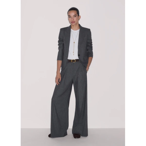 ME+EM Sharp Shoulder Short Blazer in Grey Multi