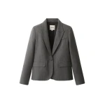 ME+EM Sharp Shoulder Short Blazer in Grey Multi