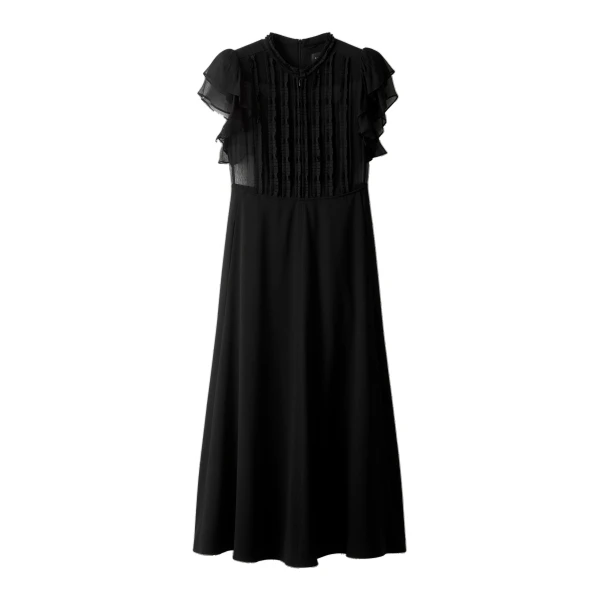 ME+EM Sheer Panel Maxi Dress in Black | Maxi Dresses | Coveti