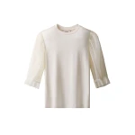 ME+EM Sheer Sleeve Layering Top in Cream | T-shirts | Coveti