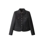 ME+EM Short Military Jacket in Grey Mélange | Jackets | Coveti