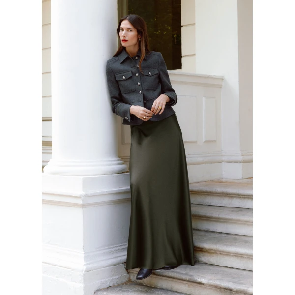 ME+EM Short Military Jacket in Grey Mélange, view 4 | Jackets | Coveti