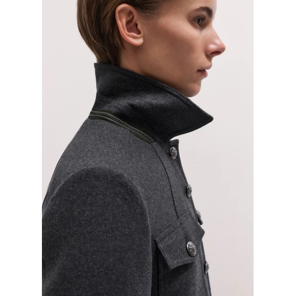 ME+EM Short Military Jacket in Grey Mélange, view 5 | Jackets | Coveti