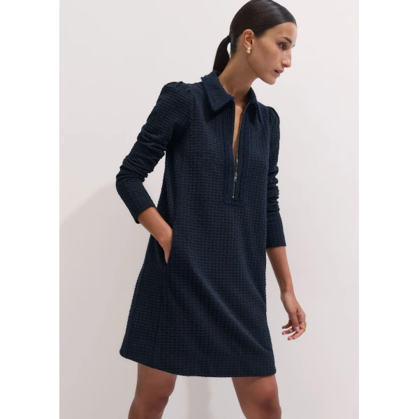ME+EM Short Swing Dress in Navy, view 2 | Mini Dresses | Coveti