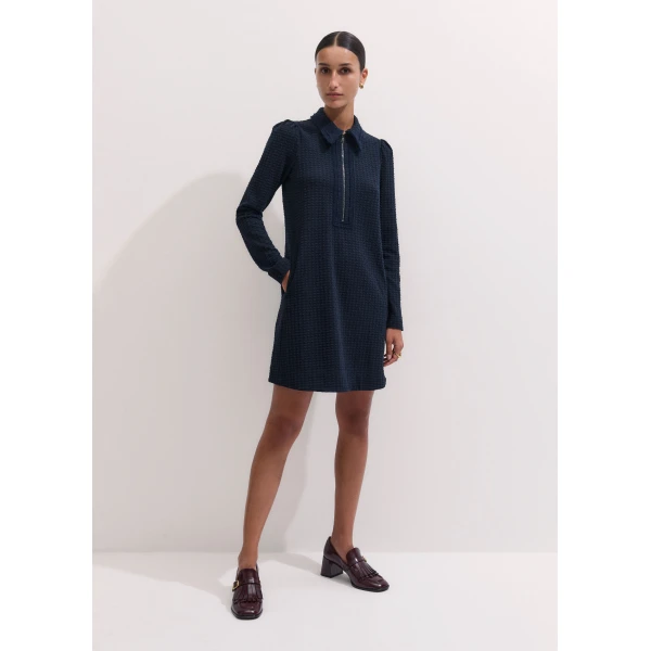 ME+EM Short Swing Dress in Navy, view 6 | Mini Dresses | Coveti