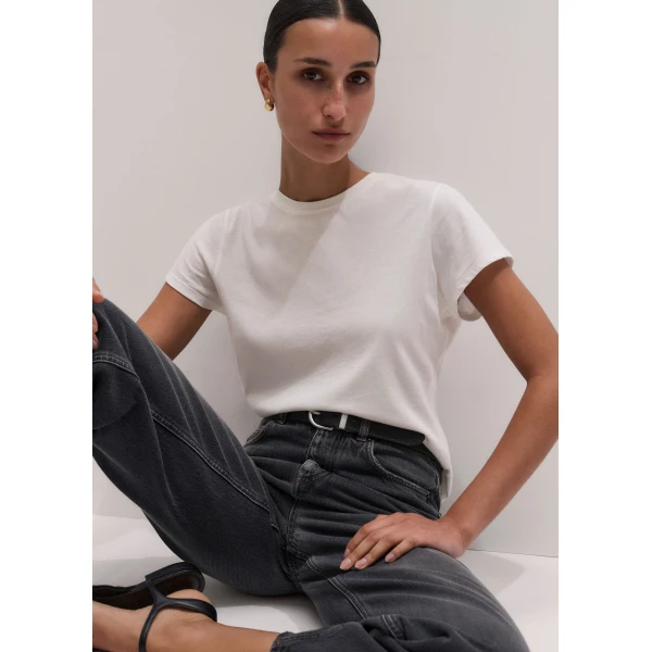 ME+EM Shrunken Layering Tee in Light Cream