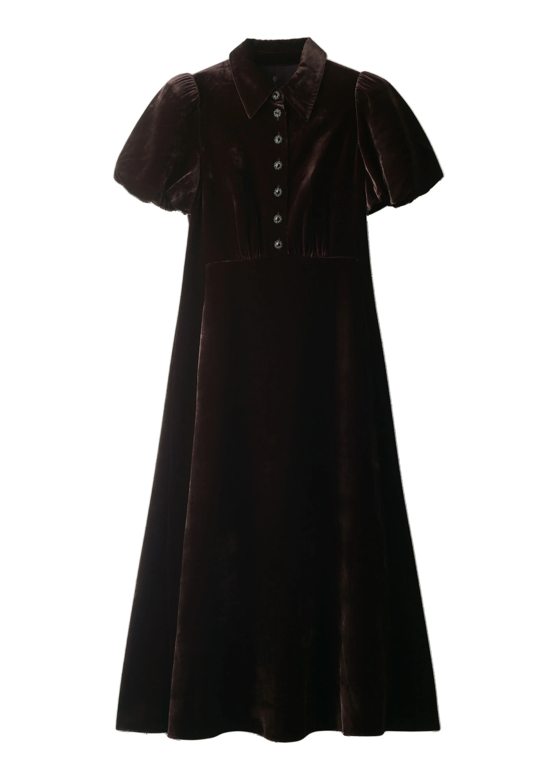 ME+EM Silk-Blend Velvet Fit + Flare Midi Dress in Double Espresso ME+EM Silk-Blend Velvet Fit + Flare Midi Dress in Double Espresso | Midi Dresses | Coveti