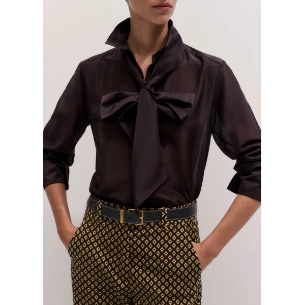 ME+EM Silk Cotton Cloud Layering Shirt in Chocolate, view 2 | Shirts | Coveti