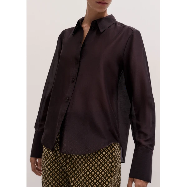 ME+EM Silk Cotton Cloud Layering Shirt in Chocolate, view 3 | Shirts | Coveti