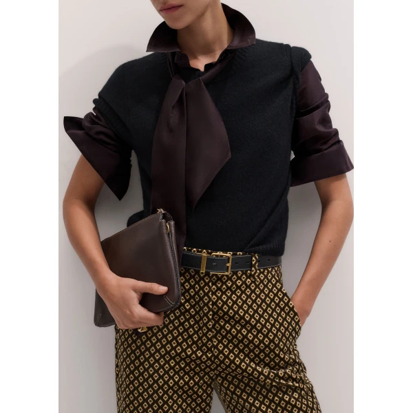 ME+EM Silk Cotton Cloud Layering Shirt in Chocolate, view 4 | Shirts | Coveti