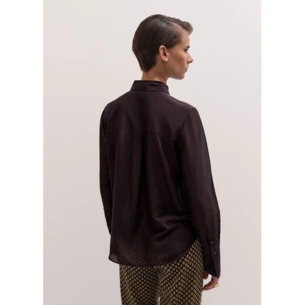 ME+EM Silk Cotton Cloud Layering Shirt in Chocolate, view 6 | Shirts | Coveti