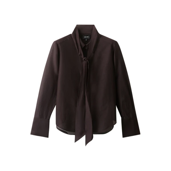 ME+EM Silk Cotton Cloud Layering Shirt in Chocolate